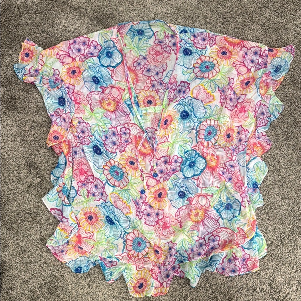 Floral Multicolor Swim Beach Coverup